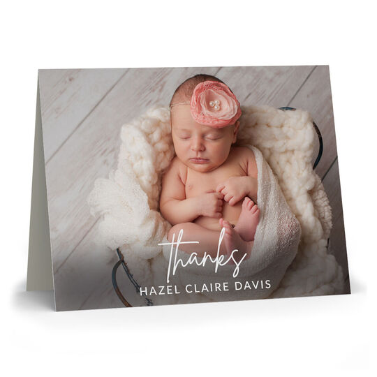 Casual Script Thank You Folded Photo Note Cards